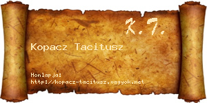 Kopacz Tacitusz névjegykártya